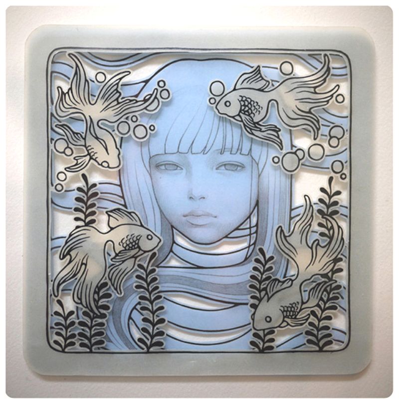 Simply Creative Layered Vellum Drawing by Audrey Kawasaki