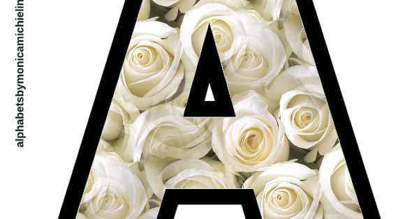 Monica Michielin Alphabets: ROSAS BRANCAS ALFABETO PNG, #WHITE ROSES #