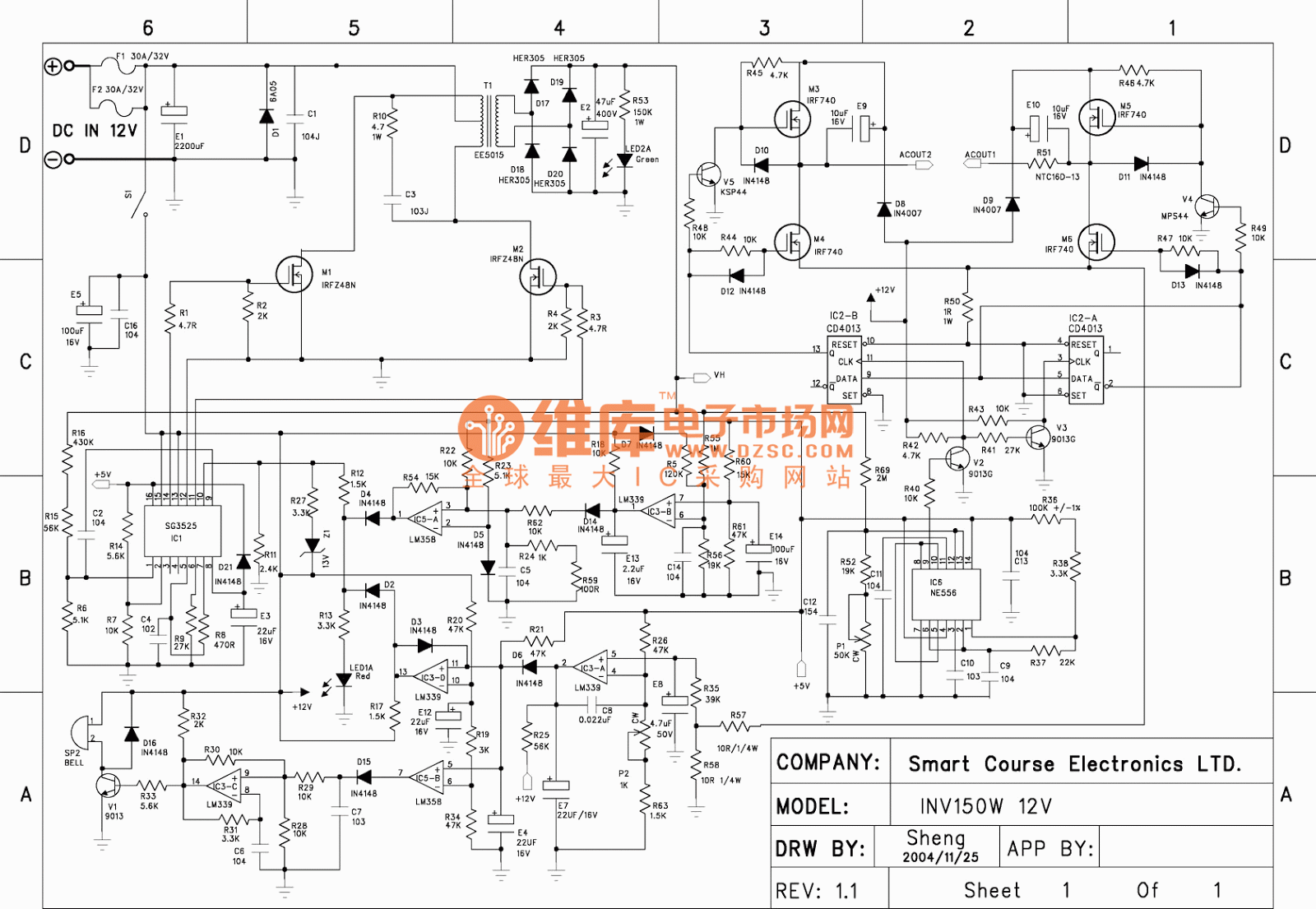 Schematics diagrams: DC AC inverter 150W 12V to 220V schematic diagram