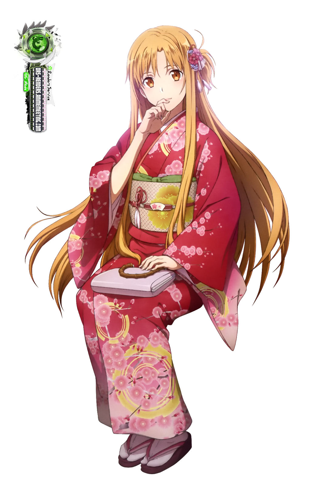 Sword Art Online:Asuna Yuuki Beautifull Red Kimono Render | ORS Anime