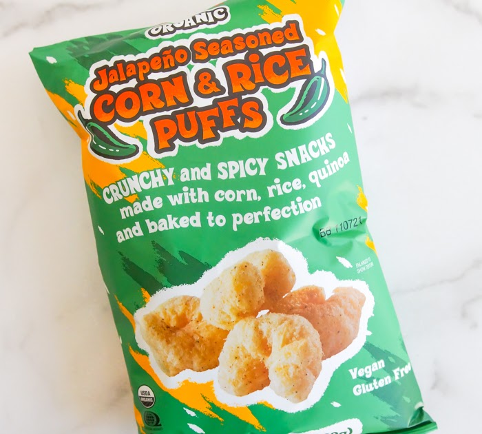 Sweet on Trader Joe's JalapenoSeasoned Corn and Rice Puffs Bake at 350°