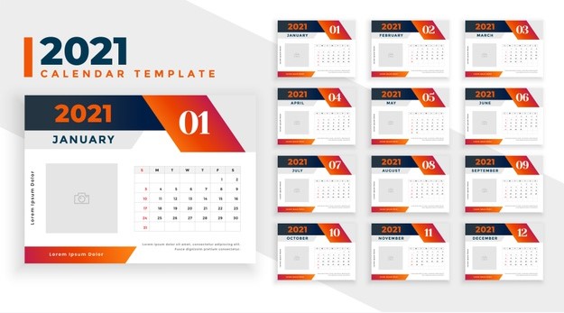 Template Kalender Meja 2021 Desain Modern Siap Edit | zotutorial.com