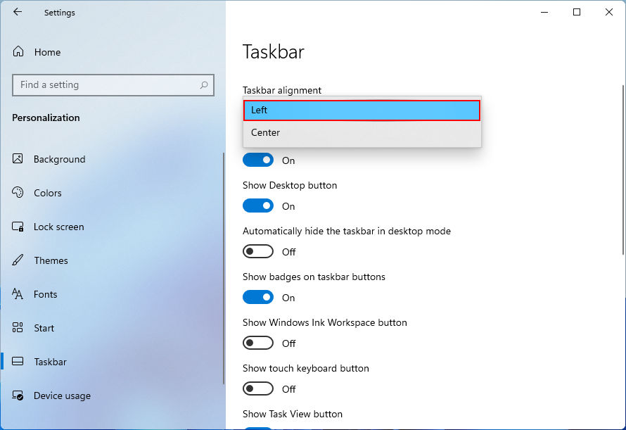 Windows 11 Görev Çubuğu Hizalama