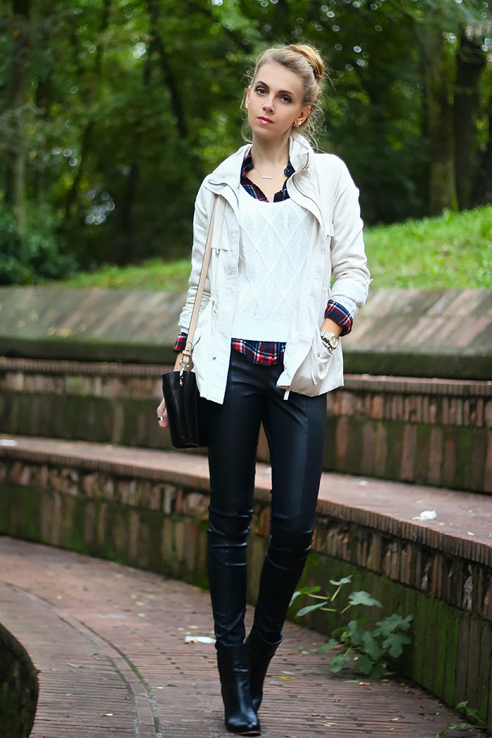 Black White With Leather Pants Karamode