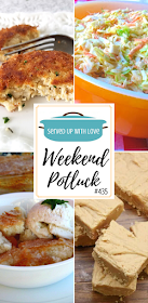 Weekend Potluck featured recipes include Magic Peach Cobbler, Southern Style Coleslaw, Old Fashioned Peanut Butter Fudge, Crispy Chicken Fritters, and so much more. 