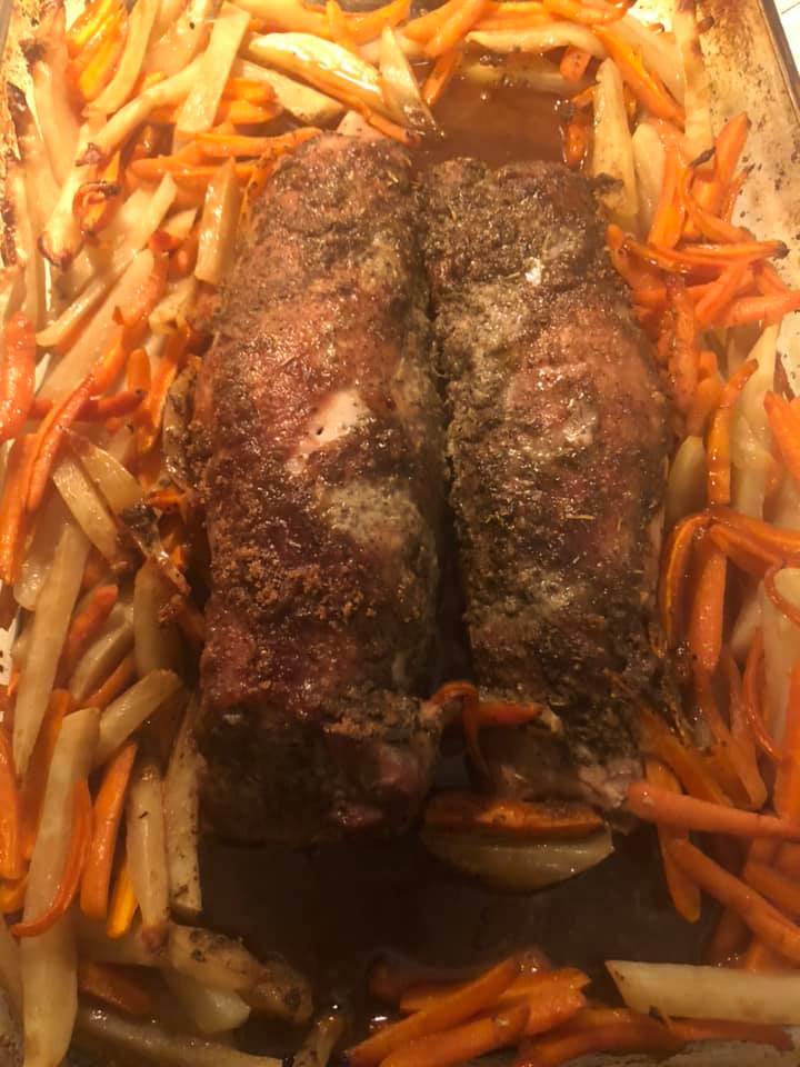 Diana's Recipe Corner Brown Sugar Dijon Glazed Pork Loin with Carrots and Potatoes