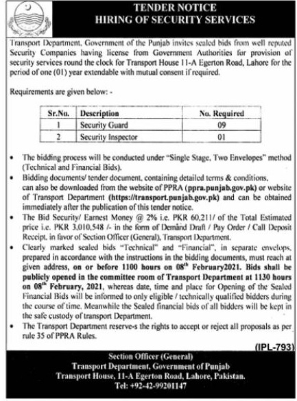 Government jobs for security guard
