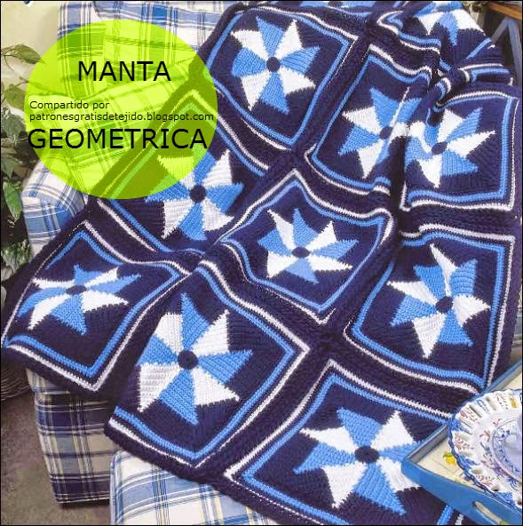 Manta crochet diseño geométrico