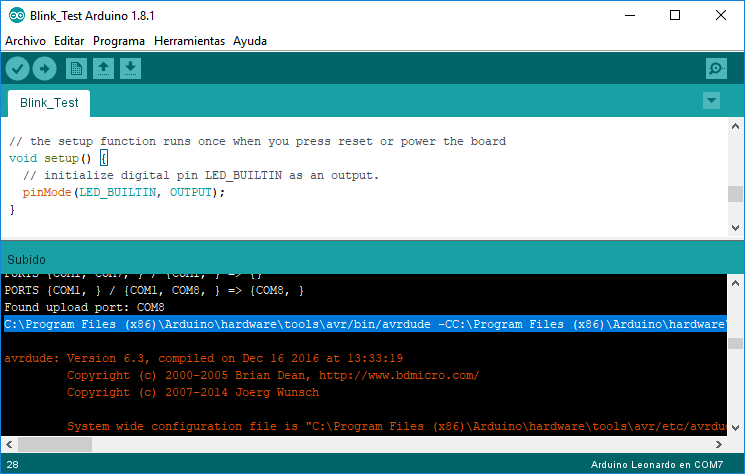 Arduino en lenguaje Assembler y Basic: Usar AVRDUDE para cargar archivo ...
