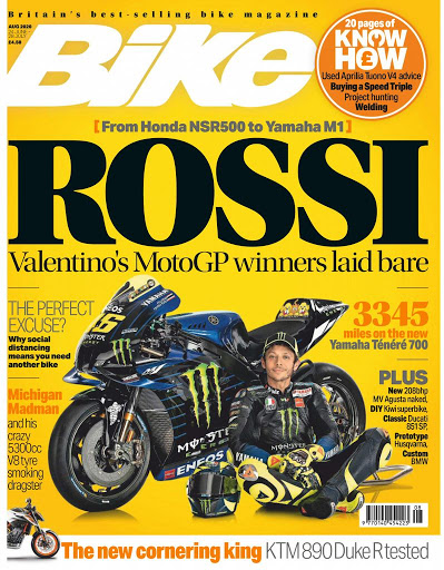 Valentino Rossi from Honda NSR500 to Yamaha M1 Bike UK Magazine – August 2020 cover