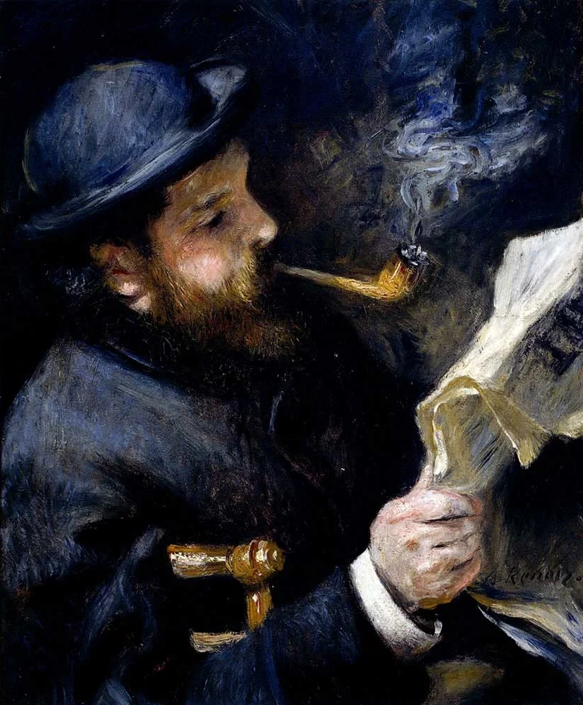 Claude Monet reading a Newspaper by Pierre Auguste Renoir, 1872