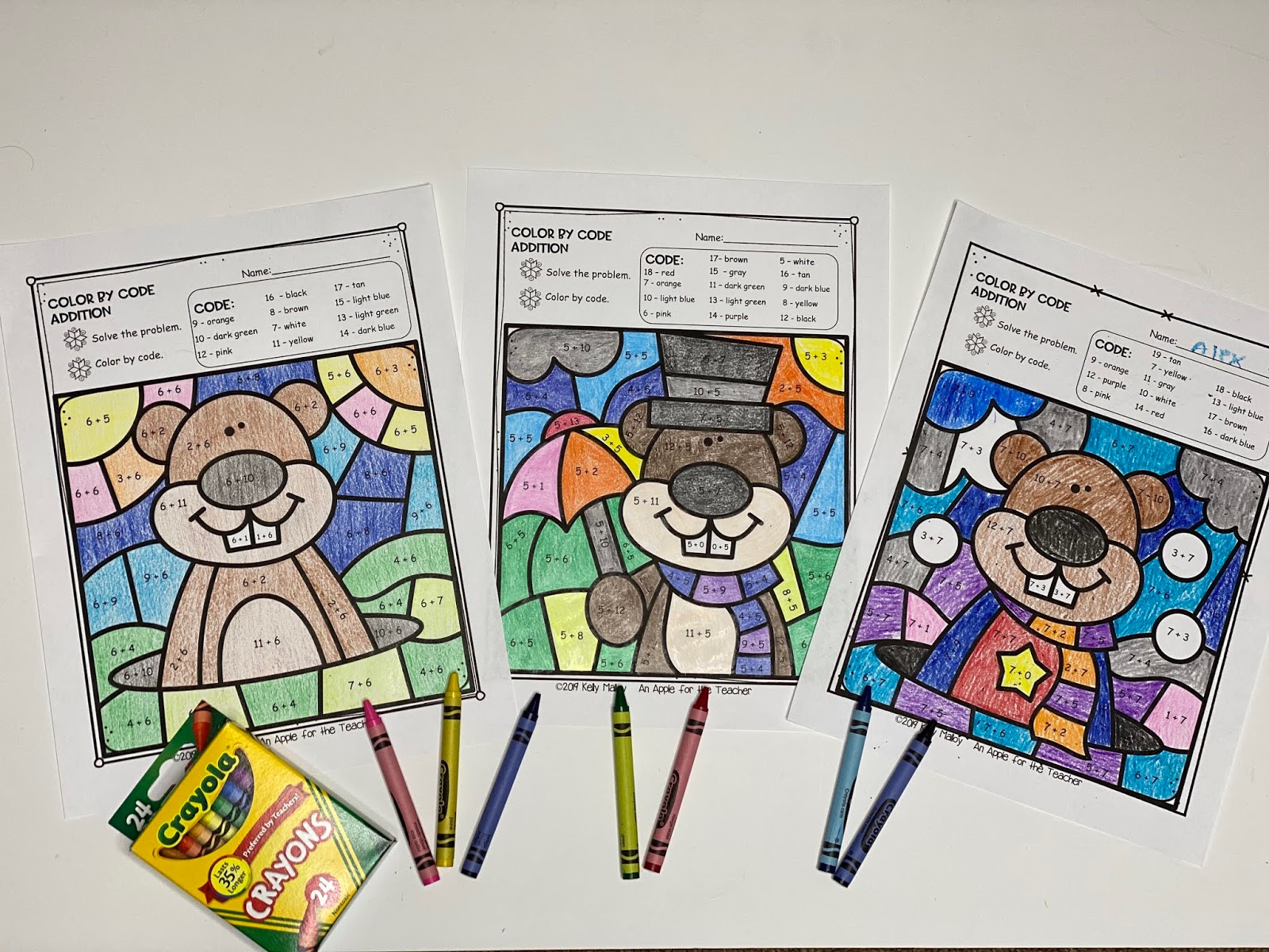 An Apple For The Teacher Groundhog Day Math Fact Color By Number An Apple For The Teacher Groundhog Day Math Fact Color By Number