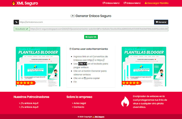 encriptado de inicio la plantilla blogger XML Seguro
