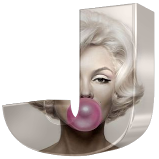 Abecedario 3D de Marilyn Comiendo Chicle.