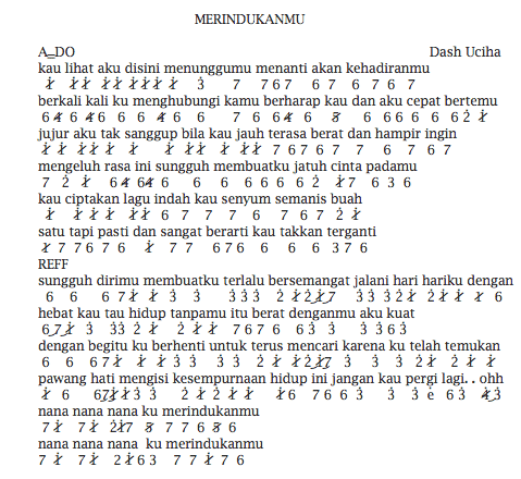 Belajar Not Angka Lagu Das Uciha Merindukanmu