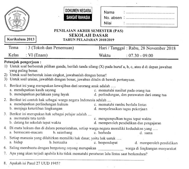 Contoh Latihan Soal: Soal Ulangan Akhir Semester 1 Matematika Kelas 5