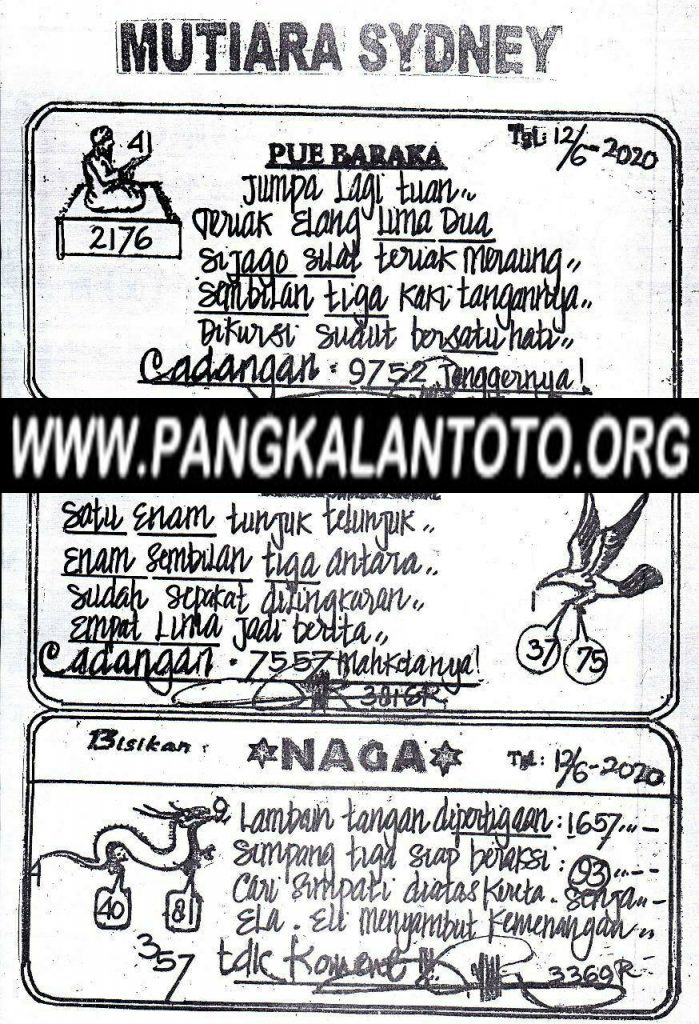 Prediksi Syair Sydney 12 Juni 2020 Forum Syair Sdy Pangkalantoto