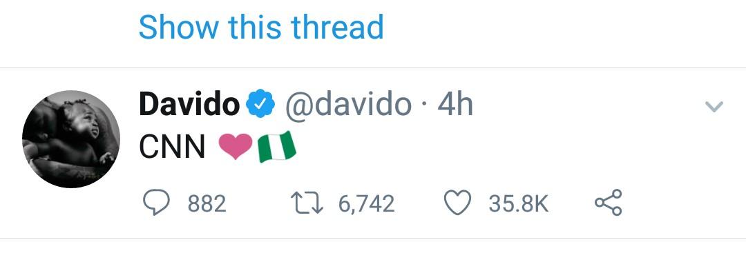 Davido reacts to CNN findings from investigation