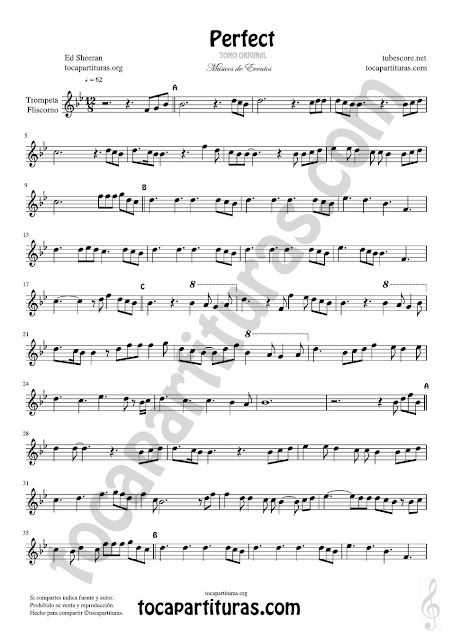 Trompeta y Fliscorno Partitura de Perfect Sheet Music for Trumpet and Flugelhorn Music Scores PDF/MIDI de Trompeta
