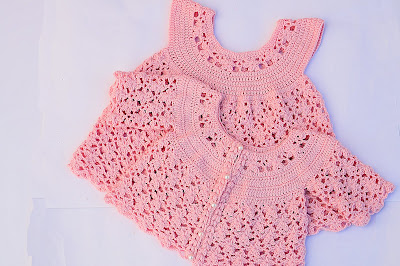 2 -IMAGEN Chaqueta a crochet a juego con vestido rosa para niña muy fácil y rápida Majovel Crochet