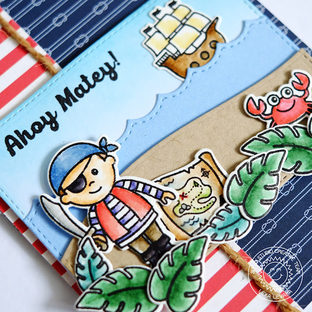 Sunny Studio Stamps: Pirate Pals Nautical Themed Pirate Card by Lexa Levana