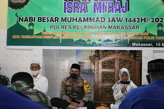 Polres Pelabuhan Makassar Gelar Isra’ Mi’raj Nabi Muhammad Shallallahu Alaihi Wasallam 1442 H/2021M