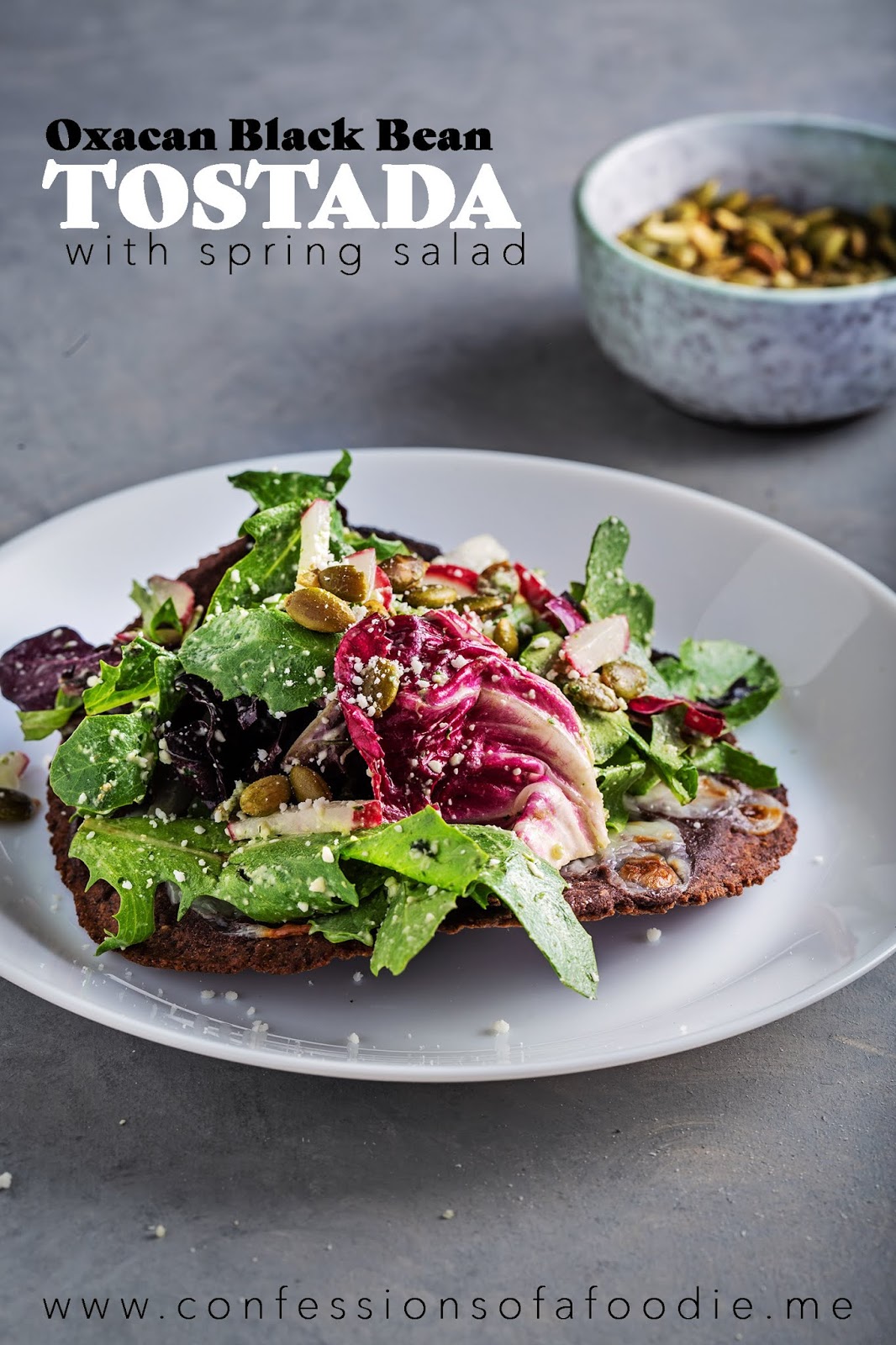 Oaxacan Black Bean Tostadas with Spring Salad