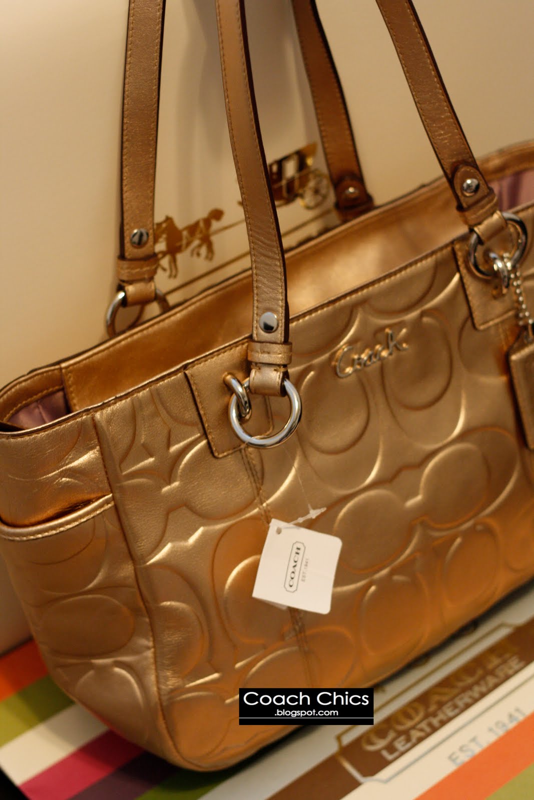 Coach Chics COACH Metallic Gold Embossed Gallery Tote