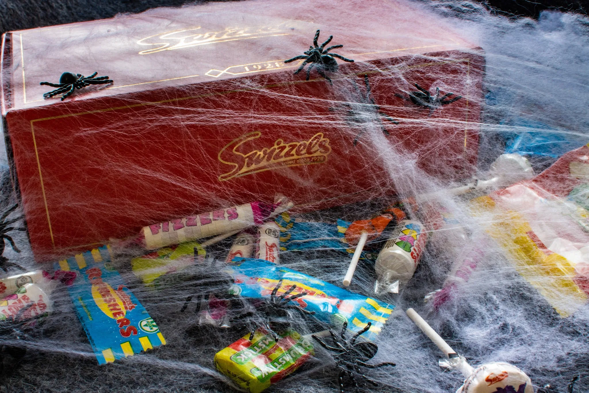 A Swizzels sweets hamper with Halloween decorations