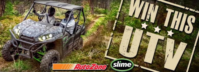 AutoZone Sweepstakes To celebrate their 30th birthday, Slime has joined with AutoZone to offer you a chance to win the ultimate Kawasaki UTV gift pack!
