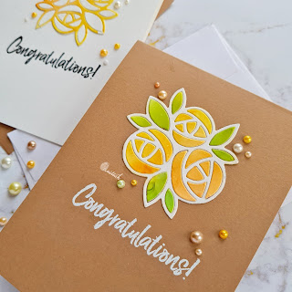 Cards with Alcohol inks with dies, Floral die card, Paper smooches Rad roses die card,Yellow and orange card, Alcohol inks card, Simon says floral card, Floral card, Hydrangea card, yw card, Clean and simple card, Quillish, Video tutorial MFT Boss babe stamp set