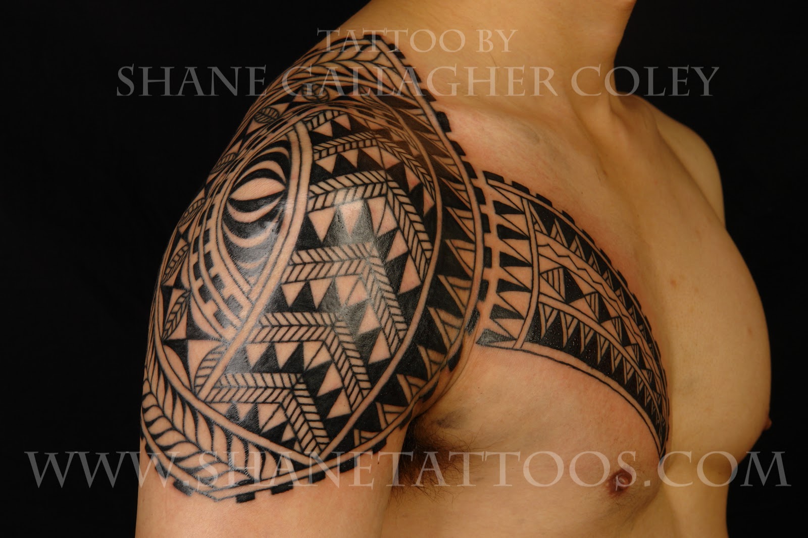 SHANE TATTOOS Polynesian Samoan Inspired Chest and Sleeve Tattoo Tatau