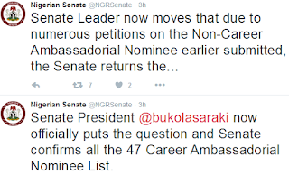 2 Senate rejects President Buhari's non-career ambassadorial list