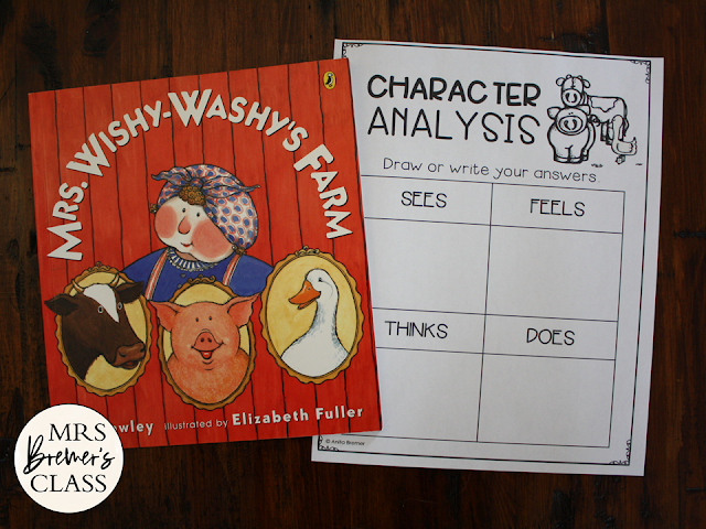 Mrs Wishy Washy's Farm book study activities unit with Common Core aligned literacy companion activities and a class book for Kindergarten and First Grade