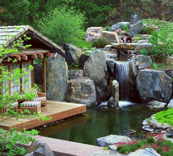 Thiết kế ao tiểu cảnh sân vườn không thả cá