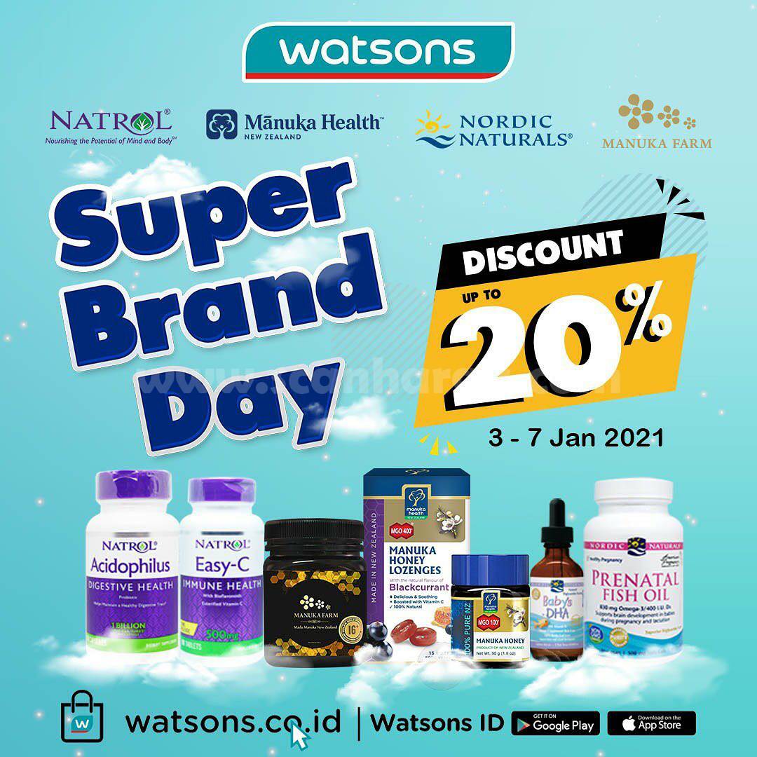 WATSONS Promo SUPER BRAND DAY Discount up to 20 Off scanharga