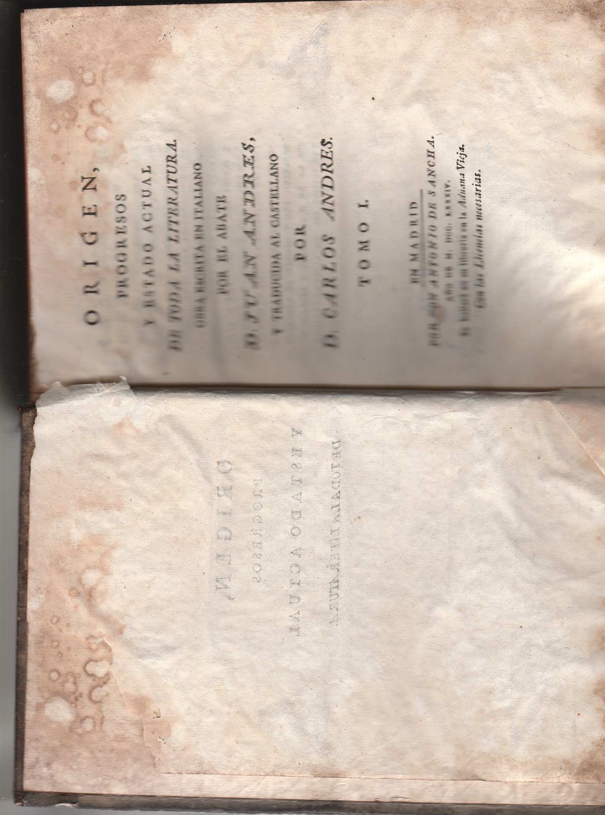 LIBROS ANTIGUOS ORIGEN, PROGRESOS Y ESTADO ACTUAL DE TODA LA LITERATURA