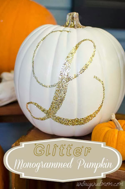 glitter monogrammed Halloween pumpkin