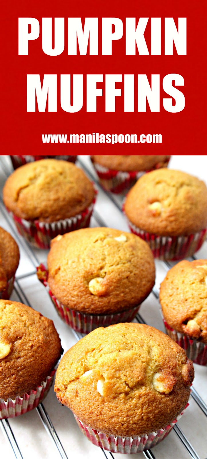 Use this as your basic formula for yummy Pumpkin Muffins! Add your favorite baking chips for extra deliciousness! | manilaspoon.com Use this as your basic formula for yummy Pumpkin Muffins! Add your favorite baking chips for extra deliciousness! | manilaspoon.com