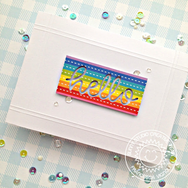 Sunny Studio Stamps: Perfect Popsicles Hello Word Die Surprise Party Paper Hello Card by Franci Vignoli Sunny Studio Stamps: Perfect Popsicles Hello Word Die Surprise Party Paper Hello Card by Franci Vignoli