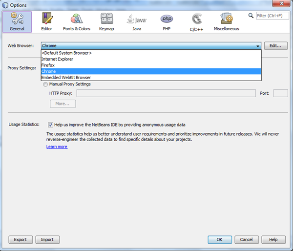 Create a New Project in Netbeans to open the directory file that has