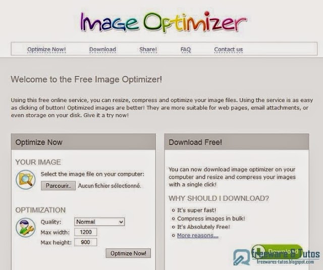 Free Image Optimizer : un service en ligne pour optimiser, redimensionner et compresser des images