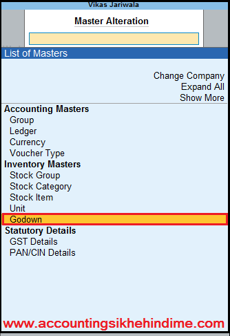 Tally Prime मे Godown कैसे बनाये।