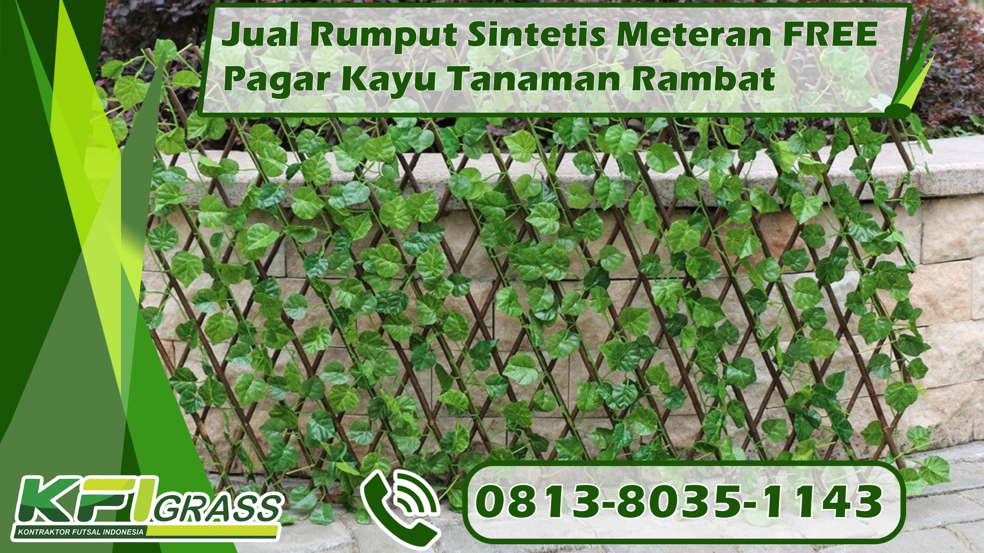 TELPON 082298675016 Jual Rumput Sintetis Meteran FREE Pagar Kayu