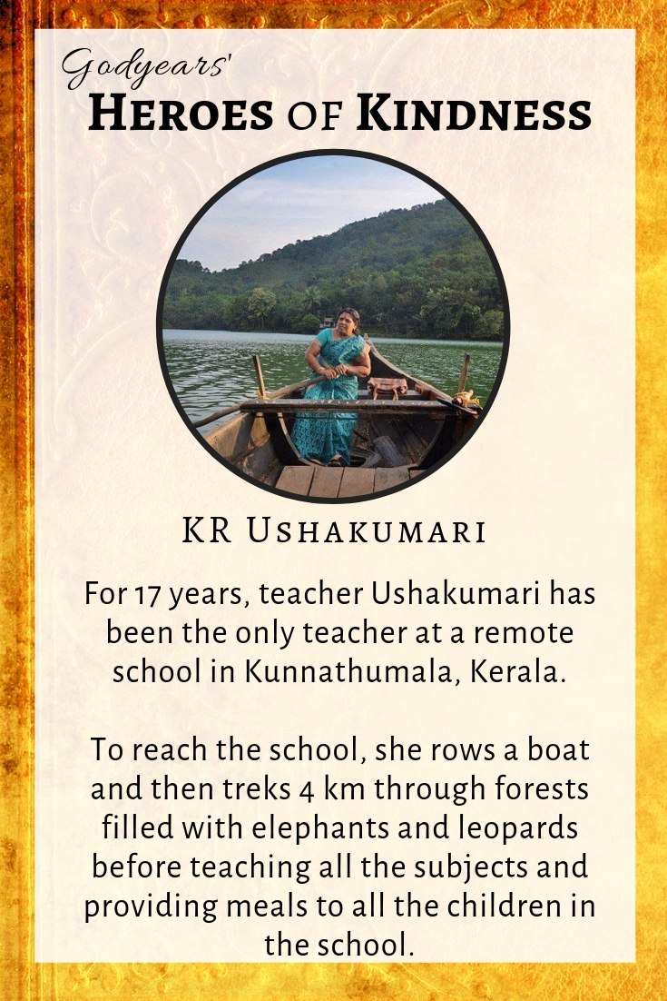 For 17 years, teacher Ushakumari has been rowing a boat and trekking through forests to teach tribal children as the lone teacher of the school