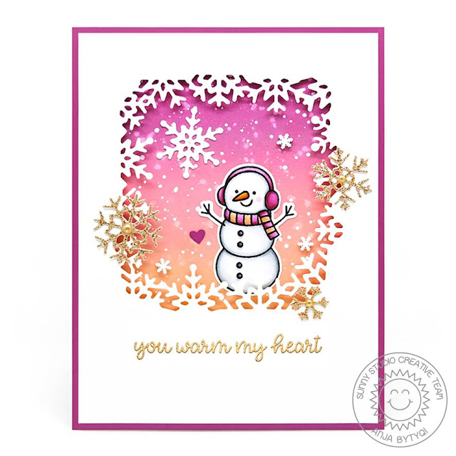 Sunny Studio Stamps: Snowflake Frame Dies Feeling Frosty Winter Themed Card by Anja Bytyqi