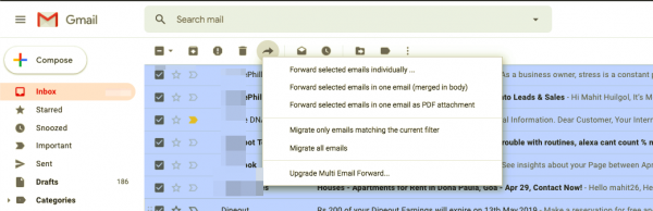 Как массово пересылать несколько писем в Gmail