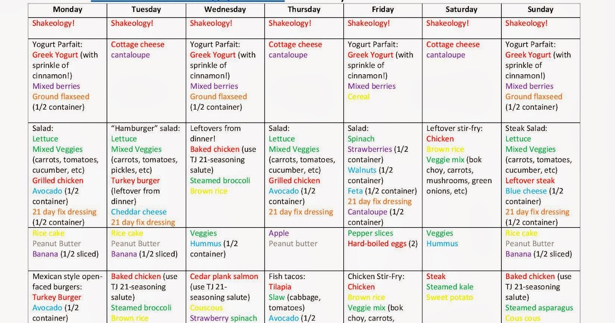 Fit Foodie Fam: 21 Day Fix--Week One Meal Plan