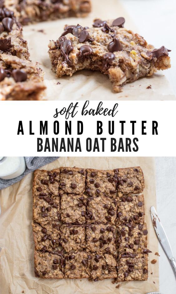 SOFT BAKED ALMOND BUTTER BANANA OAT BARS My Favorite Recipe