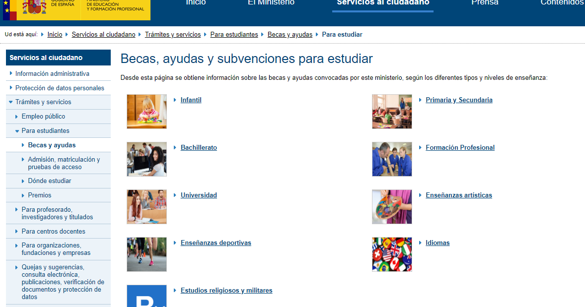 Becas y Ayudas a alumnos de niveles postobligatorios (Curso 202324